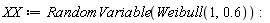 XX := RandomVariable(Weibull(1, .6)):