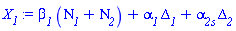 beta__1*(Nu__1+Nu__2)+alpha__1*Delta__1+alpha__2s*Delta__2