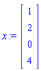 x := Vector(4, {(1) = 1, (2) = 2, (3) = 0, (4) = 4})