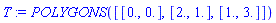 POLYGONS([[0., 0.], [2., 1.], [1., 3.]])