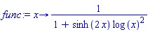 proc (x) options operator, arrow; 1/(1+sinh(2*x)*log(x)^2) end proc