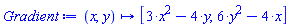 proc (x, y) options operator, arrow; [3*x^2-4*y, 6*y^2-4*x] end proc