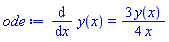 diff(y(x), x) = (3/4)*y(x)/x