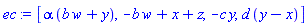 [alpha*(b*w+y), -b*w+x+z, -c*y, d*(y-x)]