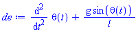 diff(diff(theta(t), t), t)+g*sin(theta(t))/l