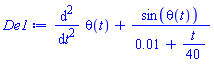 diff(diff(theta(t), t), t)+sin(theta(t))/(0.1e-1+(1/40)*t)