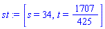[s = 34, t = 1707/425]