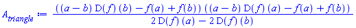 ((a-b)*(D(f))(b)-f(a)+f(b))*((a-b)*(D(f))(a)-f(a)+f(b))/(2*(D(f))(a)-2*(D(f))(b))