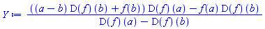 (((a-b)*(D(f))(b)+f(b))*(D(f))(a)-f(a)*(D(f))(b))/((D(f))(a)-(D(f))(b))