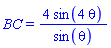 BC = 4*sin(4*theta)/sin(theta)