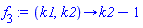 proc (k1, k2) options operator, arrow; k2-1 end proc