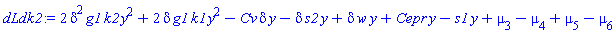 2*delta^2*g1*k2*y^2+2*delta*g1*k1*y^2-Cv*delta*y-delta*s2*y+delta*w*y+Cepr*y-s1*y+mu[3]-mu[4]+mu[5]-mu[6]