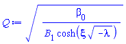 (beta[0]/(B[1]*cosh(xi*(-lambda)^(1/2))))^(1/2)