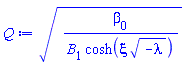 (beta[0]/(B[1]*cosh(xi*(-lambda)^(1/2))))^(1/2)