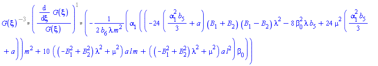 Parse:-ConvertTo1D, "invalid input %1", `%*`(`%*`(`%^`(G(xi), -3), `%^`(Typesetting:-mfenced(Typesetting:-mfrac(Typesetting:-mrow(Typesetting:-mfrac(Typesetting:-mo("&DifferentialD;"), Typesetting:-mrow(Typesetting:-mo("&DifferentialD;"), Typesetting:-mi("&xi;"))), Typesetting:-mspace(width = "0.4em"), Typesetting:-mrow(Typesetting:-mi("G"), Typesetting:-mo("&ApplyFunction;"), Typesetting:-mfenced(Typesetting:-mi("&xi;")))), Typesetting:-mrow(Typesetting:-mi("G"), Typesetting:-mo("&ApplyFunction;"), Typesetting:-mfenced(Typesetting:-mi("&xi;"))))), 1)), -(1/2)*alpha[1]*((-24*((1/3)*alpha[1]^2*b[5]+a)*(B[1]+B[2])*(B[1]-B[2])*lambda^2-8*beta[0]^2*lambda*b[5]+24*mu^2*((1/3)*alpha[1]^2*b[5]+a))*m^2+10*((-B[1]^2+B[2]^2)*lambda^2+mu^2)*a*l*m+((-B[1]^2+B[2]^2)*lambda^2+mu^2)*a*l^2)*beta[0]/(b[6]*lambda*m^2))
