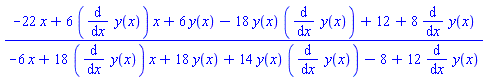(-22*x+6*(diff(y(x), x))*x+6*y(x)-18*y(x)*(diff(y(x), x))+12+8*(diff(y(x), x)))/(-6*x+18*(diff(y(x), x))*x+18*y(x)+14*y(x)*(diff(y(x), x))-8+12*(diff(y(x), x)))