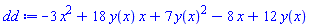 -3*x^2+18*y(x)*x+7*y(x)^2-8*x+12*y(x)