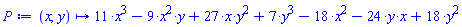 proc (x, y) options operator, arrow; 11*x^3-9*x^2*y+27*x*y^2+7*y^3-18*x^2-24*y*x+18*y^2 end proc