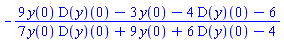 -(9*y(0)*(D(y))(0)-3*y(0)-4*(D(y))(0)-6)/(7*y(0)*(D(y))(0)+9*y(0)+6*(D(y))(0)-4)