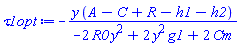-y*(A-C+R-h1-h2)/(-2*R0*y^2+2*g1*y^2+2*Cm)