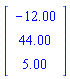 Vector(3, {(1) = -12, (2) = 44, (3) = 5})