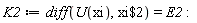 K2 := diff(U(xi), `$`(xi, 2)) = E2: