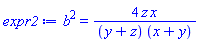 b^2 = 4*z*x/((y+z)*(x+y))