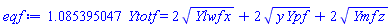 1.085395047*Ytotf = 2*(Ylwf*x)^(1/2)+2*(y*Ypf)^(1/2)+2*(Ymf*z)^(1/2)