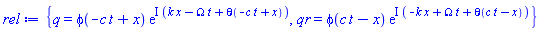{q(x, t) = phi(-c*t+x)*exp(I*(k*x-Omega*t+theta(-c*t+x))), qr(x, t) = phi(c*t-x)*exp(I*(-k*x+Omega*t+theta(c*t-x)))}