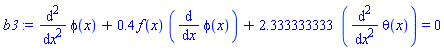diff(diff(phi(x), x), x)+.4*f(x)*(diff(phi(x), x))+2.333333333*(diff(diff(theta(x), x), x)) = 0