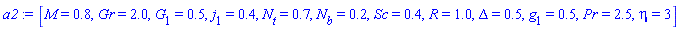 [M = .8, Gr = 2.0, G[1] = .5, j[1] = .4, N[t] = .7, N[b] = .2, Sc = .4, R = 1.0, Delta = .5, g[1] = .5, Pr = 2.5, eta = 3]