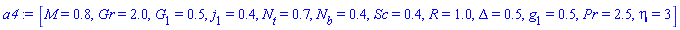 [M = .8, Gr = 2.0, G[1] = .5, j[1] = .4, N[t] = .7, N[b] = .4, Sc = .4, R = 1.0, Delta = .5, g[1] = .5, Pr = 2.5, eta = 3]