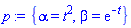 {alpha = t^2, beta = exp(-t)}