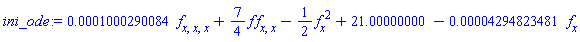 0.1000290084e-3*(diff(diff(diff(f(x), x), x), x))+(7/4)*f(x)*(diff(diff(f(x), x), x))-(1/2)*(diff(f(x), x))^2+21.00000000-0.4294823481e-4*(diff(f(x), x))