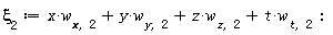 xi[2] := t*w[t, 2]+x*w[x, 2]+y*w[y, 2]+z*w[z, 2]: