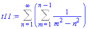 Sum(Sum(1/(m^2-n^2), m = 1 .. n-1), n = 1 .. infinity)