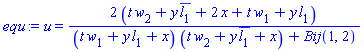 u(x, y, t) = 2*(t*w[2]+y*conjugate(l[1])+2*x+t*w[1]+y*l[1])/((t*w[1]+y*l[1]+x)*(t*w[2]+y*conjugate(l[1])+x)+Bij(1, 2))