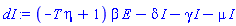 (-T*eta+1)*beta*E-delta*I-gamma*I-mu*I
