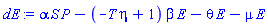 alpha*S*P-(-T*eta+1)*beta*E-theta*E-mu*E