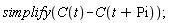 simplify(C(t)-C(t+Pi))