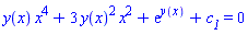 y(x)*x^4+3*y(x)^2*x^2+exp(y(x))+c__1 = 0