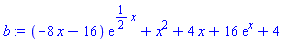(-8*x-16)*exp((1/2)*x)+x^2+4*x+16*exp(x)+4