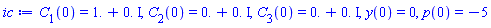 C[1](0) = HFloat(1.0)+HFloat(0.0)*I, C[2](0) = HFloat(0.0)+HFloat(0.0)*I, C[3](0) = HFloat(0.0)+HFloat(0.0)*I, y(0) = 0, p(0) = -5