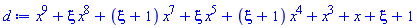 x^9+xi*x^8+(xi+1)*x^7+xi*x^5+(xi+1)*x^4+x^3+x+xi+1