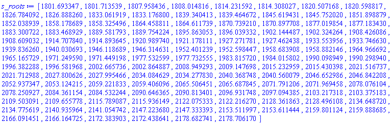 [1801.693347, 1801.713539, 1807.958436, 1808.014816, 1814.231592, 1814.308027, 1820.507168, 1820.598817, 1826.784092, 1826.888260, 1833.061919, 1833.176800, 1839.340413, 1839.464672, 1845.619431, 1845.752020, 1851.898879, 1852.038939, 1858.178689, 1858.325496, 1864.458811, 1864.611739, 1870.739210, 1870.897708, 1877.019854, 1877.183430, 1883.300722, 1883.468929, 1889.581793, 1889.754224, 1895.863053, 1896.039332, 1902.144487, 1902.324264, 1908.426086, 1908.609032, 1914.707840, 1914.893645, 1920.989740, 1921.178111, 1927.271781, 1927.462438, 1933.553956, 1933.746630, 1939.836260, 1940.030693, 1946.118689, 1946.314631, 1952.401239, 1952.598447, 1958.683908, 1958.882146, 1964.966692, 1965.165729, 1971.249590, 1971.449198, 1977.532599, 1977.732555, 1983.815720, 1984.015802, 1990.098949, 1990.298940, 1996.382288, 1996.581968, 2002.665736, 2002.864887, 2008.949293, 2009.147698, 2015.232959, 2015.430398, 2021.516737, 2021.712988, 2027.800626, 2027.995466, 2034.084629, 2034.277830, 2040.368748, 2040.560079, 2046.652986, 2046.842208, 2052.937347, 2053.124215, 2059.221833, 2059.406096, 2065.506451, 2065.687845, 2071.791206, 2071.969458, 2078.076104, 2078.250927, 2084.361154, 2084.532244, 2090.646365, 2090.813401, 2096.931748, 2097.094385, 2103.217318, 2103.375183, 2109.503091, 2109.655778, 2115.789087, 2115.936149, 2122.075333, 2122.216270, 2128.361863, 2128.496108, 2134.648720, 2134.775619, 2140.935964, 2141.054742, 2147.223680, 2147.333393, 2153.511997, 2153.611444, 2159.801124, 2159.888685, 2166.091451, 2166.164725, 2172.383903, 2172.438641, 2178.682741, 2178.706170]