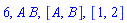 6, A*B, [A, B], [1, 2]