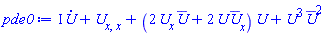 I*(diff(U(x, t), t))+diff(diff(U(x, t), x), x)+(2*(diff(U(x, t), x))*conjugate(U(x, t))+2*U(x, t)*(diff(conjugate(U(x, t)), x)))*U(x, t)+U(x, t)^3*conjugate(U(x, t))^2