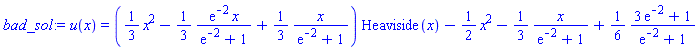 u(x) = ((1/3)*x^2-(1/3)*exp(-2)*x/(exp(-2)+1)+(1/3)*x/(exp(-2)+1))*Heaviside(x)-(1/2)*x^2-(1/3)*x/(exp(-2)+1)+(1/6)*(3*exp(-2)+1)/(exp(-2)+1)