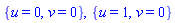 {u = 0, v = 0}, {u = 1, v = 0}