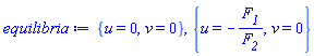 {u = 0, v = 0}, {u = -F__1/F__2, v = 0}